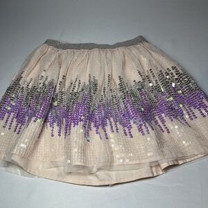 Cat & Jack Girls Size 8 Sequin Skirt Pink Size Medium Silver Purple Cream